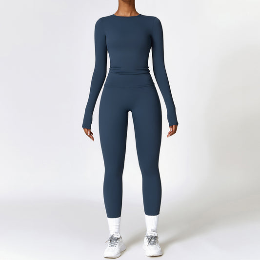 Tight-fitting Brushed Yoga Suit | Quick-drying Fitness Clothes | Long Sleeve Tracksuits Sports Suit | Gym Top High Waist Leggings Women Yoga Set