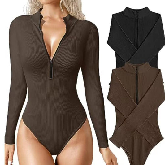 Zip Sculpting Bodysuit Romper | Fashion Long Sleeve Zipper Jumpsuit | Seamless Slimming Shapewear For Women Romper